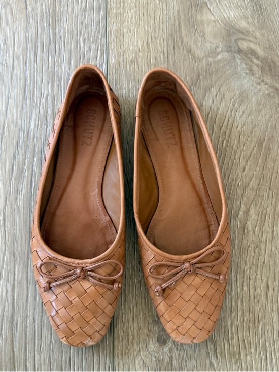 SCHUTZ Shoes - SCHUTZ Woven Leather Ballet Flats in Cognac 7.5